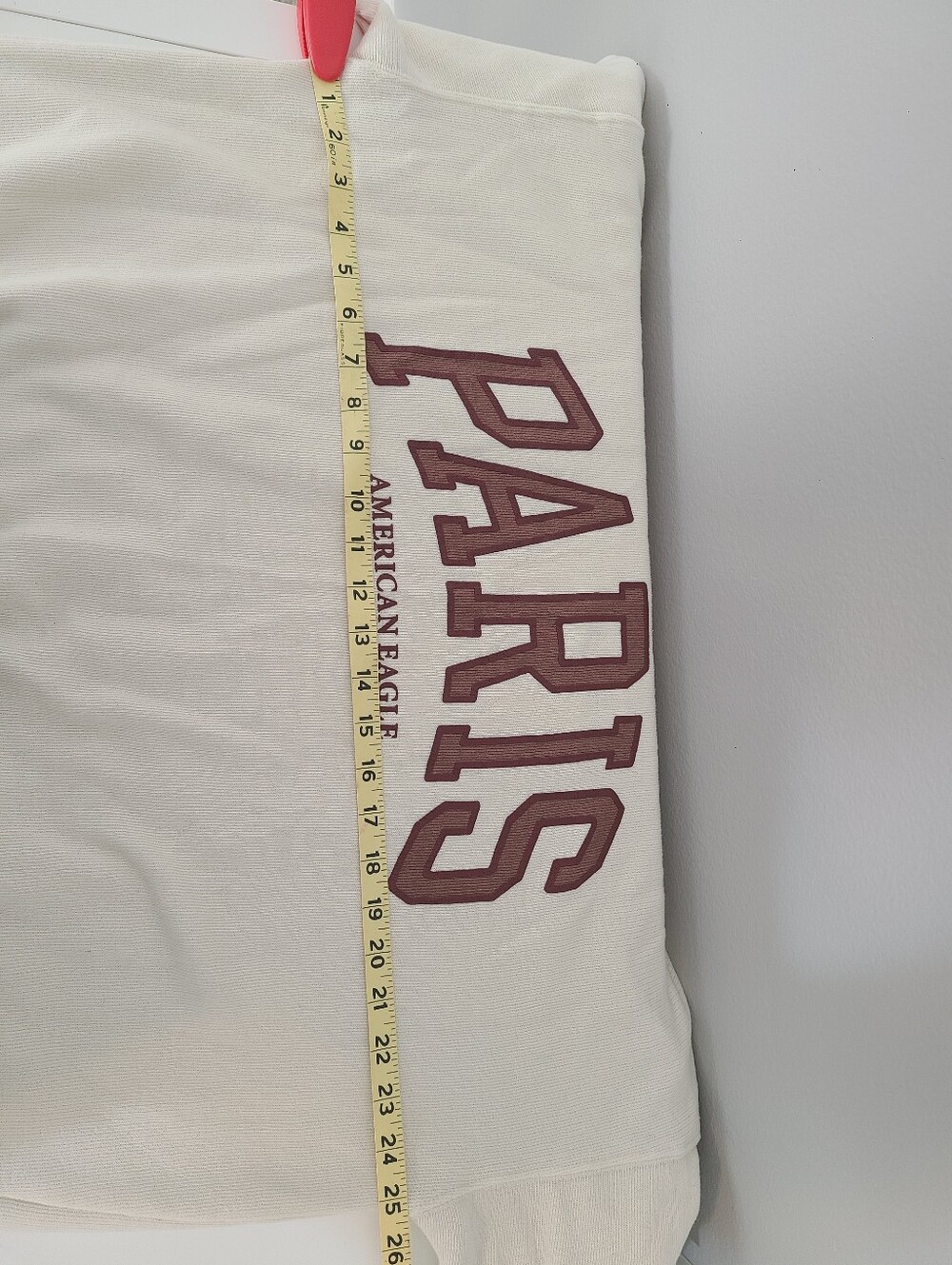 American Eagle Off-white & Dark Red Lived-in Pullover Crewneck "PARIS" Sweater - Picture 10 of 10
